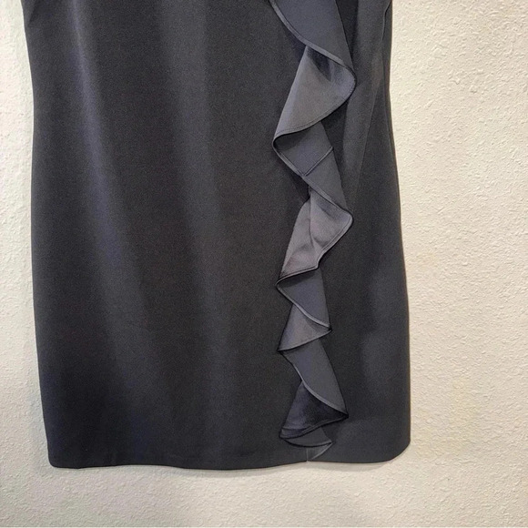 White House Black Market Black Shift Dress with Ruffle Womens Large - Picture 4 of 8